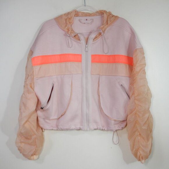 FREE PEOPLE MOVEMENT Summer Breeze Sweat Hoodie Crop Jacket Windbreaker M Pink - Picture 5 of 10